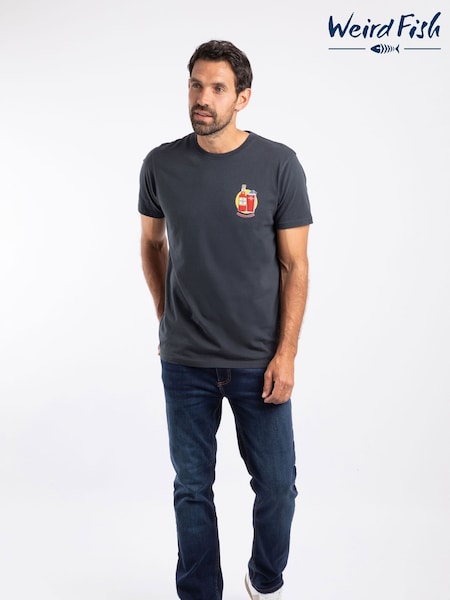 Weird Fish Blue Old Speckled Fin Back Print Artist T-Shirt (Y36245) | £28