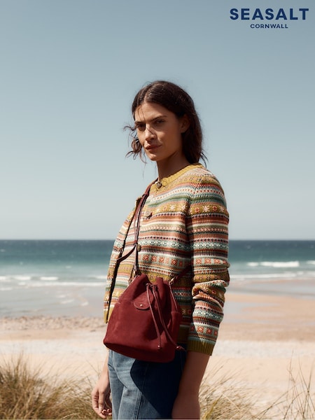 Seasalt Cornwall Brown Mor Tide Suede Bucket Bag (Y36255) | £86