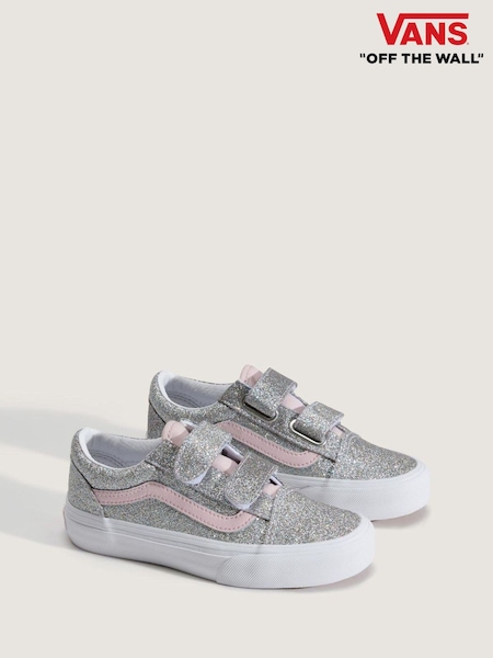 Silver - Vans Old Skool V Glitter Trainers