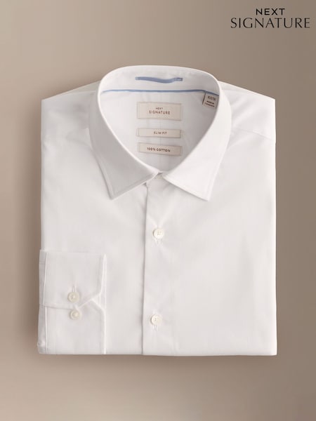 White - Slim Fit Signature Cotton Poplin Formal Shirt