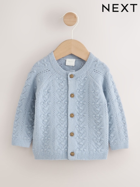 Blue - Soft Touch Knitted Baby Cardigan (0mths-2yrs)