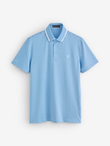 Blue - Regular G/fore Perforated Stripe Polo Shirt