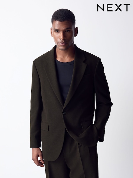 Brown - Loose Fit Flannel Suit Jacket