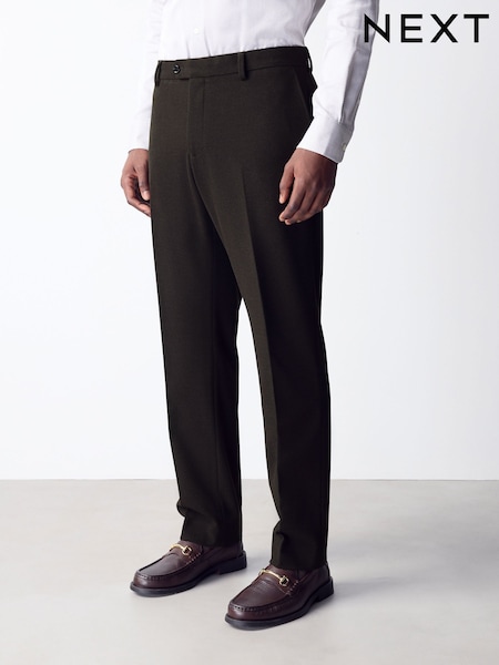 Brown - Tailored Fit Flannel Suit Trousers