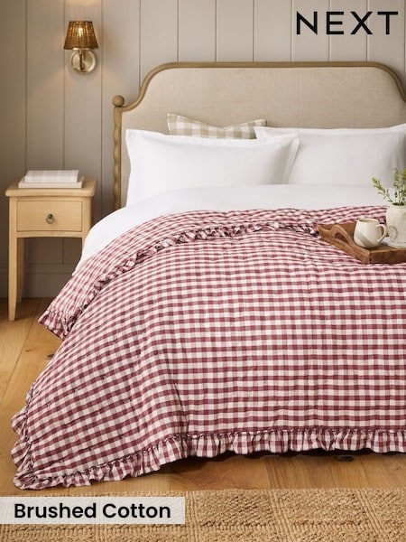 Gingham Brushed Ruffle Bedspread