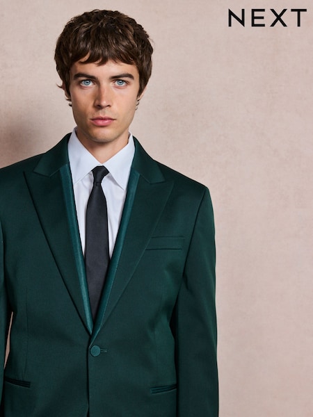 Jade Green - Regular Slim Fit Satin Lapel Insert Tuxedo Suit Jacket