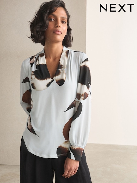 Blue Floral Print - Blouse