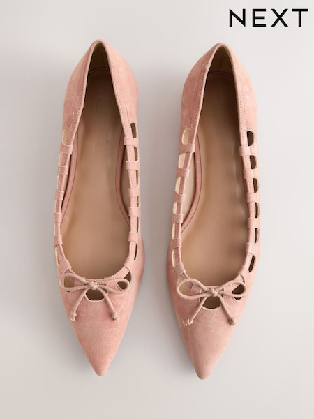 Rose Pink - Forever Comfort® Leather Point Toe Cutout Shoes