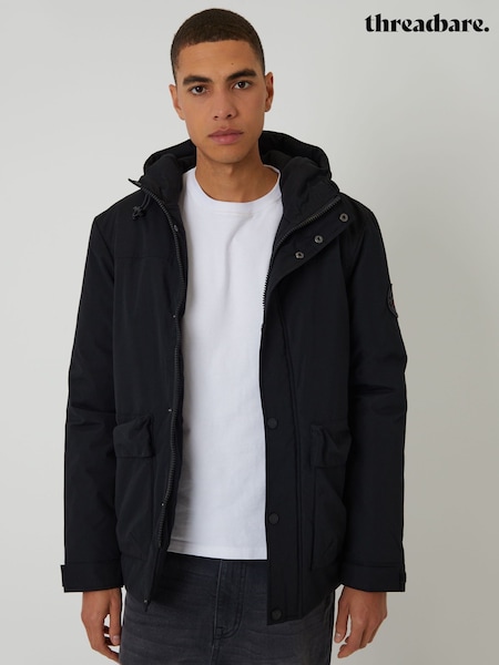 Threadbare Black Showerproof Microfleece Lined Padded Jacket (Y37188) | £70