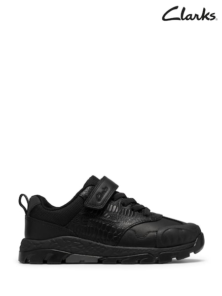Black - Clarks Standard Fit Steggy 2 Soar Leather Trainers