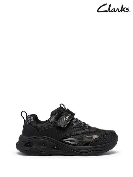 Black - Clarks Standard Fit Gleam Go Trainers