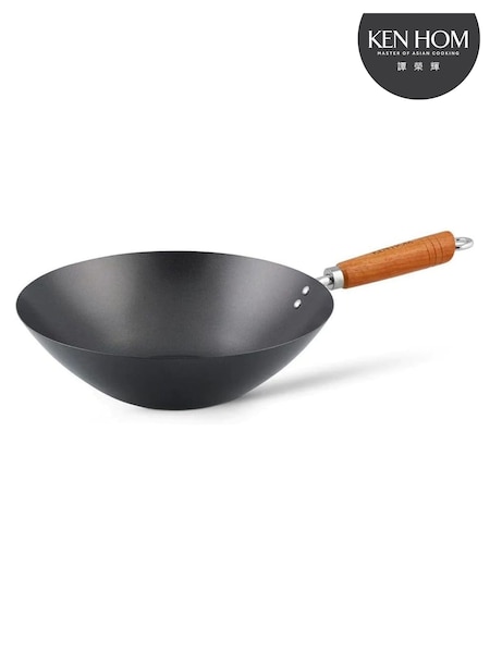 Ken Hom Black Carbon Steel Non Stick Wok 35cm (Y37361) | £35