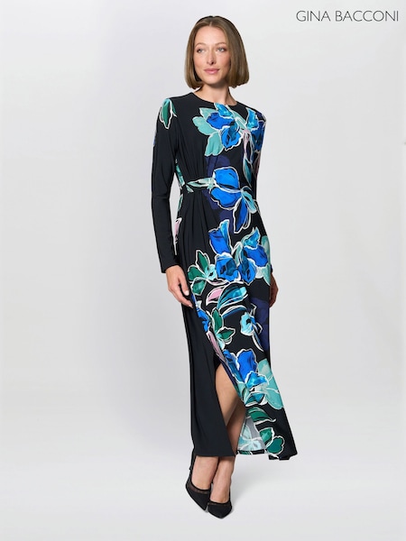 Gina Bacconi Eli Floral Print Black Maxi Dress (Y37479) | £240