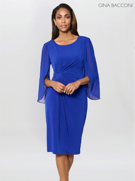 Gina Bacconi Blue Ryder Jersey And Chiffon Wrap Dress (Y37481) | £150