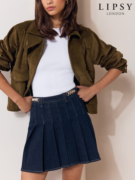 Rinse - Lipsy Denim Pleated Mini Skirt