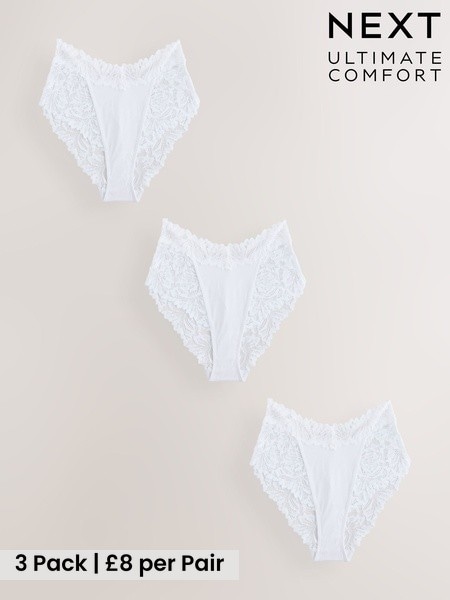 White - Ultimate Comfort Lace Knickers 3 Pack