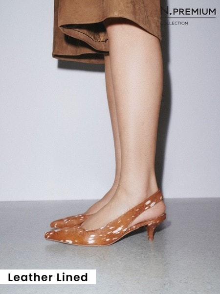 Tan Brown - N. Premium Leather Slingback Heels