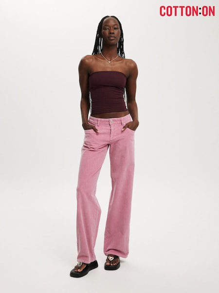 Cotton On Pink Low Rise Straight Cord Trousers (Y37629) | £40