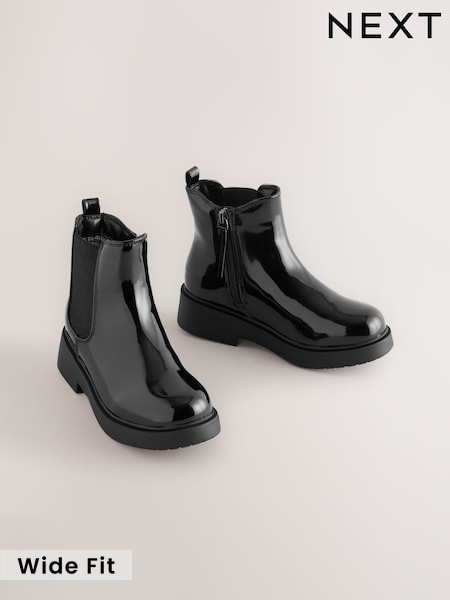 Black Patent - Chelsea Ankle Boots