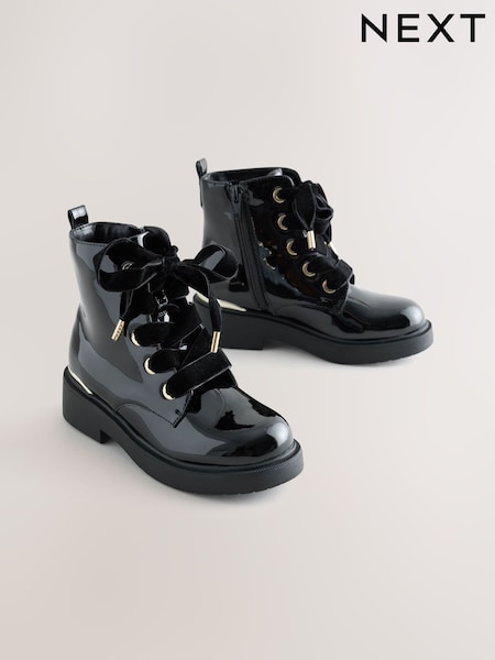 Black - Lace Up Boots