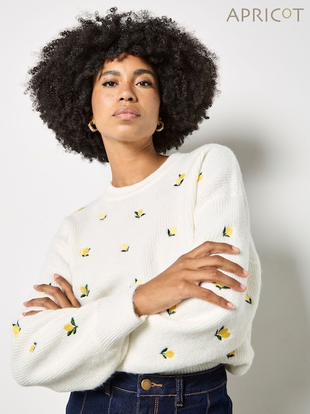 Apricot Cream Embroidered Lemon Jumper (Y37728) | £42