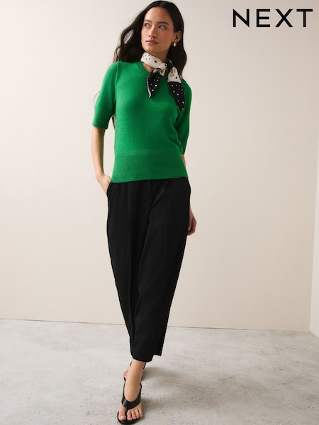 Black - Barrel Leg Tailored Trousers