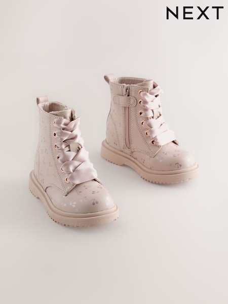 Pink Cherry - Lace Up Ankle Boots