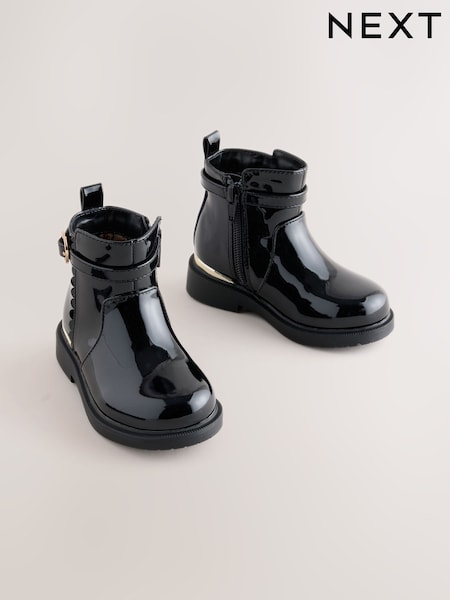 Black Patent - Ankle Boots