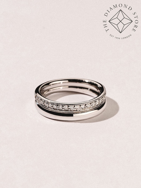 The Diamond Store White Duo Curve Stacking Lab Diamond Ring 0.26ct in 9K Gold (Y37819) | £805