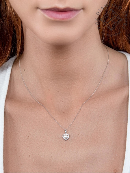 The Diamond Store White Stellato Pearl and Diamond Pendant Necklace 0.06ct in 9K Gold (Y37840) | £264