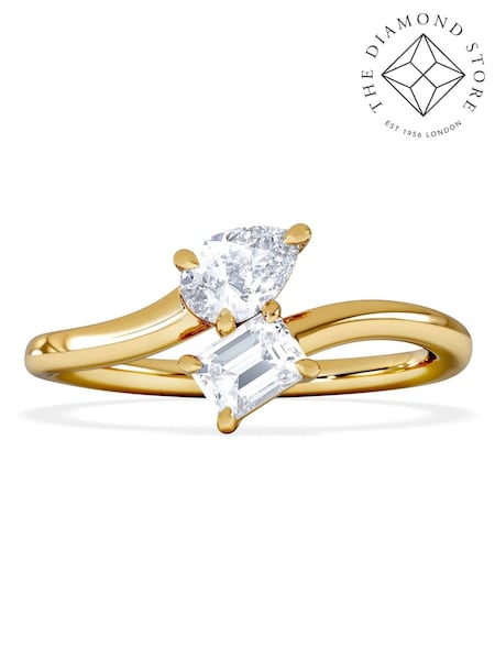 The Diamond Store White Toi et Moi Emerald and Pear Cut Lab Diamond Ring 0.50ct F/VS in 9K Gold (Y37846) | £473