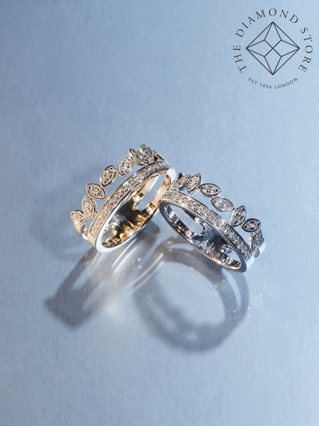 The Diamond Store White Interlocking Marquise Stacking Lab Diamond Ring 0.25ct in 925 Silver (Y37853) | £188