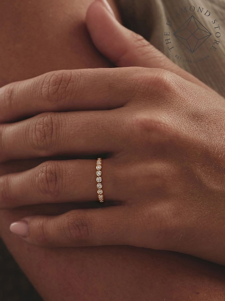 The Diamond Store Gold Entwine 0.42ct Round Cut Lab Diamond Half Band Eternity Ring 18K Gold Vermeil (Y37855) | £169