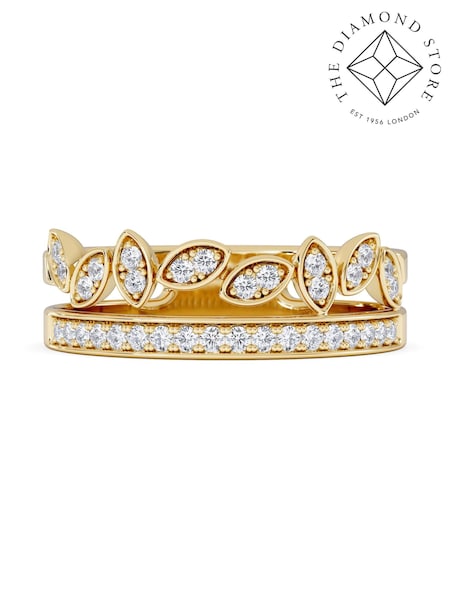 The Diamond Store White Interlocking Marquise Stacking Lab Diamond Ring 0.25ct in 18K Gold Vermeil (Y37868) | £198