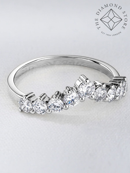 The Diamond Store White 0.75ct Lab Diamond Wishbone Ring H/Si Quality in 9K White Gold (Y38130) | £568