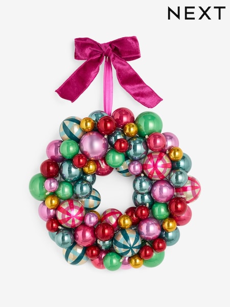Light Up Christmas Bauble Wreath