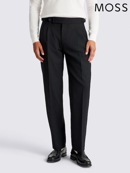 MOSS Black Wool Pleated Trousers (Y38514) | £90