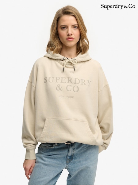 Brown - Superdry Luxe Casual Relaxed Hoodie
