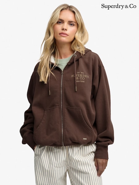Brown - Superdry Luxe Fur Lined Zip Hoodie