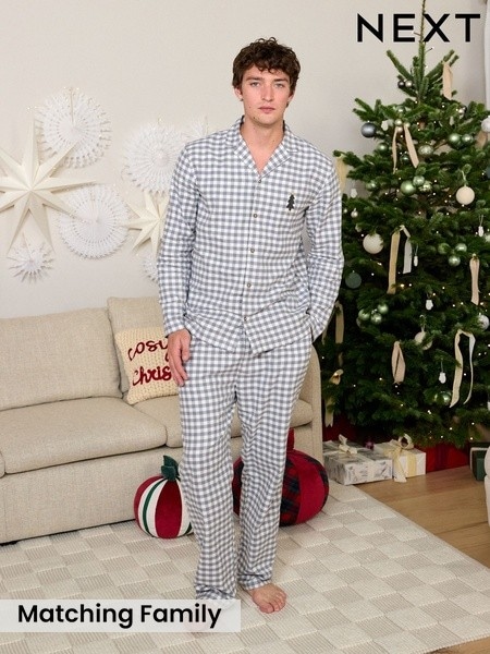 Monochrome Check - Regular Family Matching Christmas Pyjamas Set