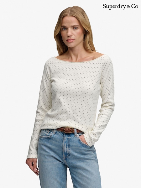 White - Superdry Bardot Off Shoulder Top