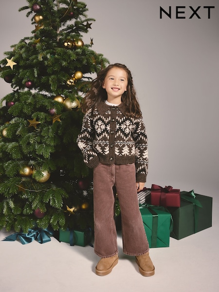 Chocolate Brown - Fairisle Christmas Jumper (3-16yrs)