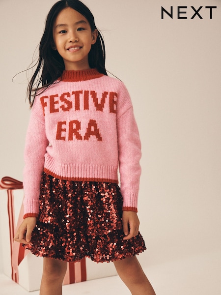 Pink Festive Era - Christmas Jumper (3-16yrs)