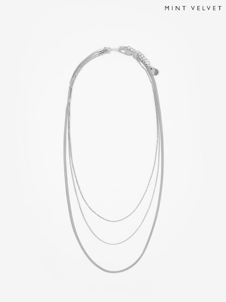 Mint Velvet Silver Tone Stainless Triple Layered Necklace (Y39075) | £45