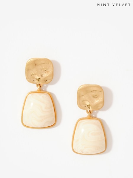 Mint Velvet Cream Resin Drop Earrings (Y39078) | £29