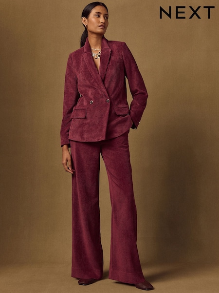 Burgundy Red - Cord Wide Leg Trousers