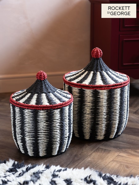 Rockett St George Set Of 2 Circus Style Striped Baskets