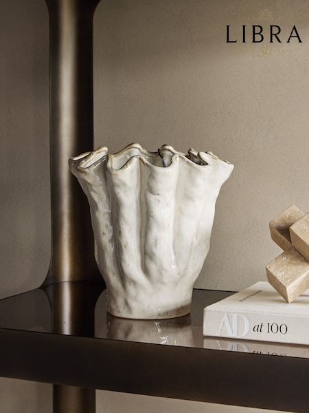 Libra Interiors Cream Medium Coralie Glazed Vase (Y39181) | £110