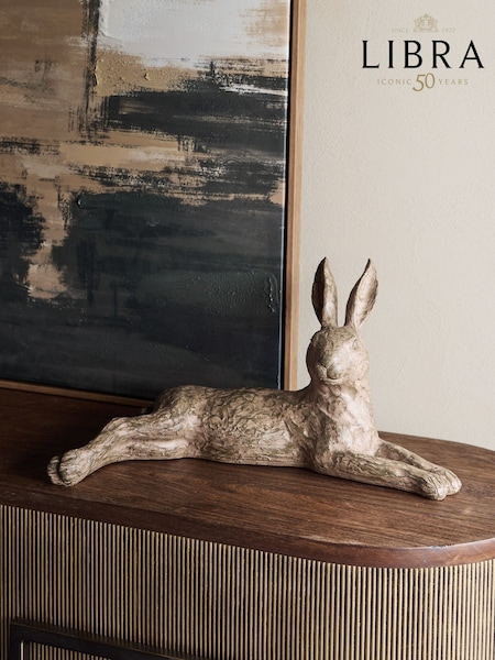 Libra Interiors Brown Hurrell Rustic Lying Hare Ornament (Y39183) | £110