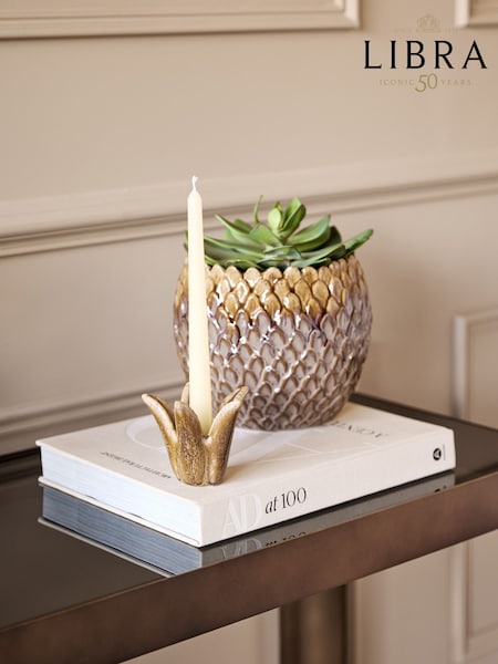 Libra Interiors Brown Tropics Medium Candle Holder (Y39186) | £45
